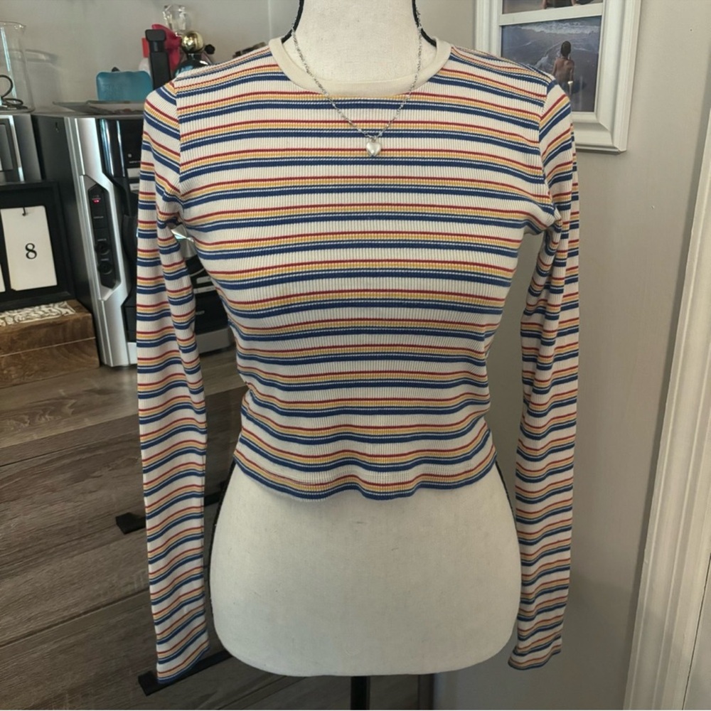Brandy Melville Multicolor Striped Long Sleeve Tee